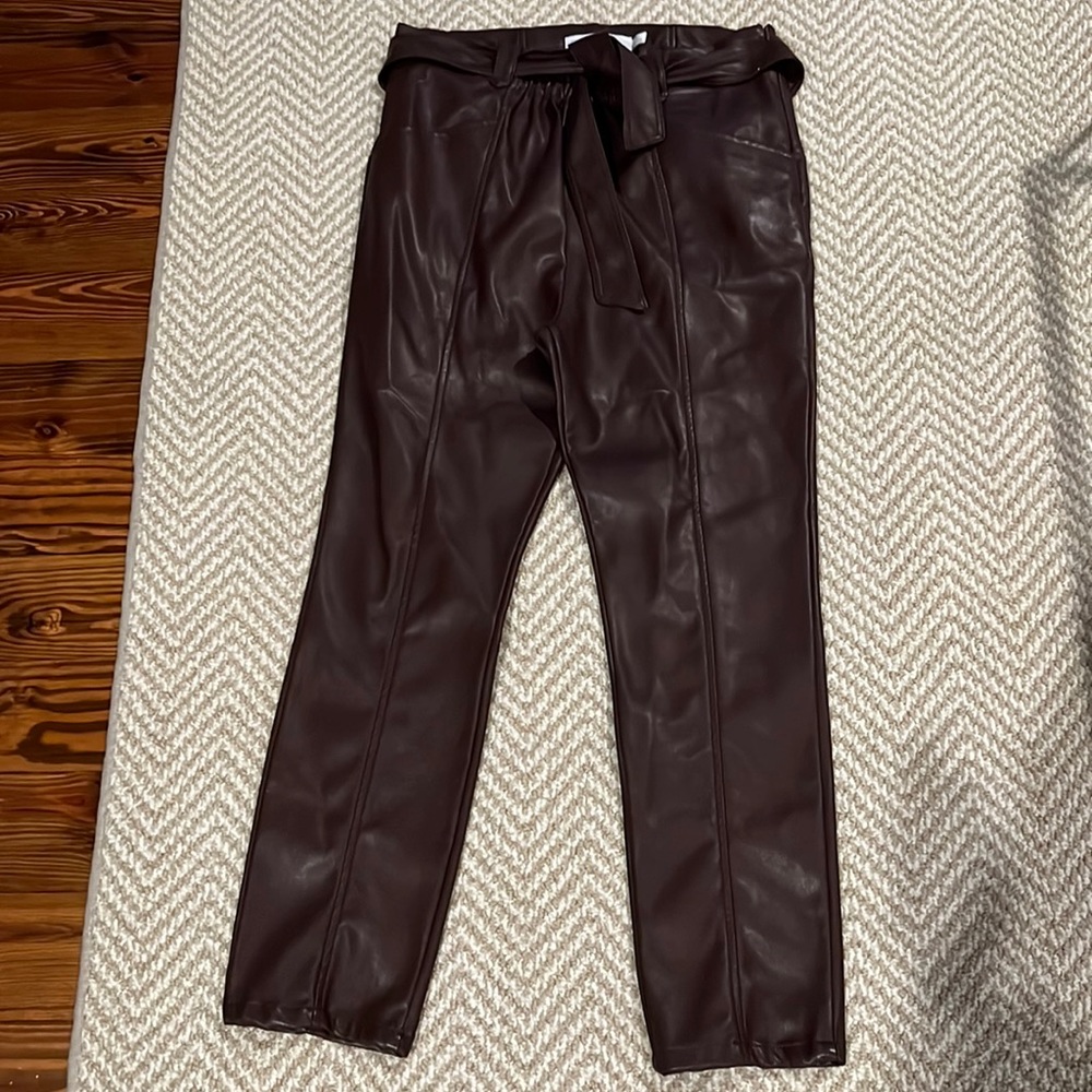 Maroon leather joggers